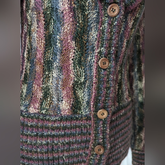 Vintage Missoni wool and mohair cardigan. Jewel tone leaf knit. "Missoni. Made f - Picture 10 of 15